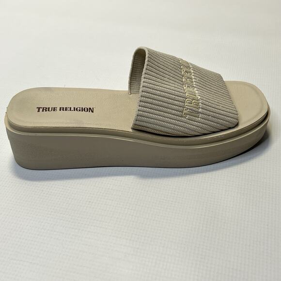 True Religion Platform Slide Sandals Jann Bone Off White FT21332 Womens Size 9 - Picture 5 of 10
